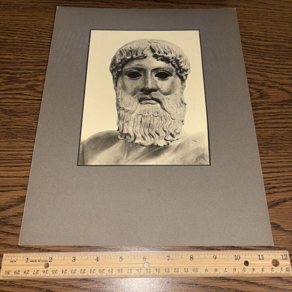 Vintage Head of Poseidon of Artemision Sculpture Mounted Photo Bust